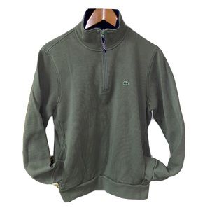 Lacoste Mens Sweater FR 5 Size Large Olive Green Quarter Zip Knit Long Sleeve